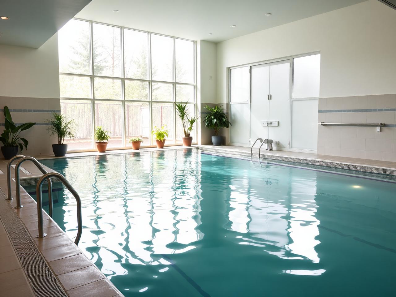 Warm-water hydrotherapy pool with accessible entry